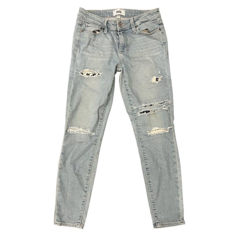 PAIGE Light Blue Verdugo Ankle Ripped Jeans Size 28